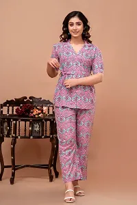 Fancy Pink Cotton Printed Co-Ords Sets For Women-thumb4