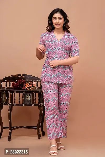 Fancy Pink Cotton Printed Co-Ords Sets For Women-thumb5