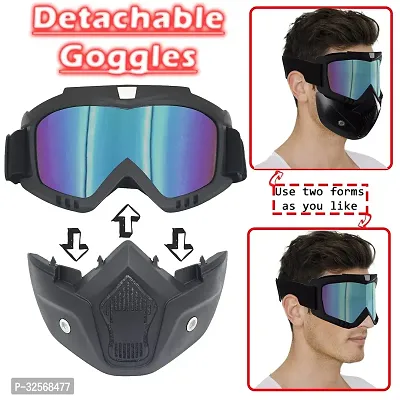 Delhismart Anti Scratch Goggle Bike Mask, UV Protective Open Face  Eyewear Windproof Dirt Shield Adjustable Strap Soft Foam Padded Detachable for Cycling Bike Off Road Racing Riding Unisex - Rainbow-thumb3