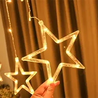 Decorative 6+6 Star Curtain LED Lights (Yellow, 2.5 Meter, 138 LED)-thumb1