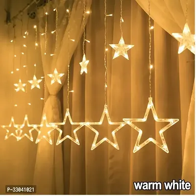 Delhismart  Decorative 6+6 Star Curtain LED Lights (Yellow, 2.5 Meter, 138 LED,Corded electric,Plastic,Oval)-thumb0