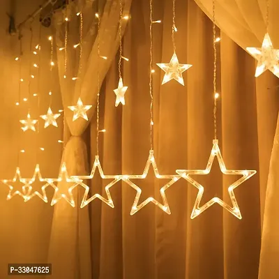 12 Stars 138 Led Curtain String Lights Window Curtain Lights with 8 Flashing Modes Decoration Warm White (138 Led-Star, Copper, Pack of 1)-thumb0