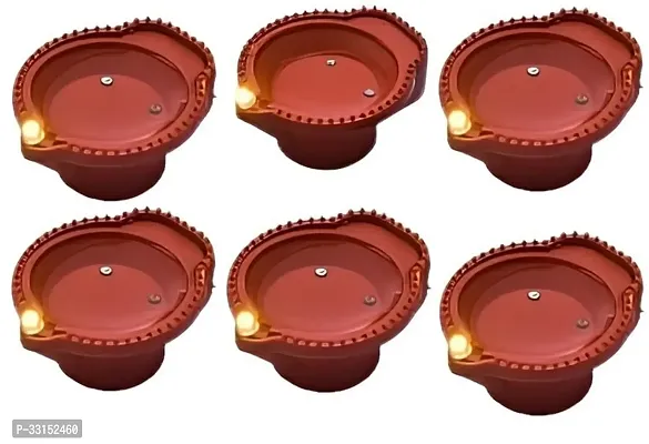 LED Diya Candle with Water Sensing Technology Warm Orange Lights, Battery Operated Pack of 6-thumb0