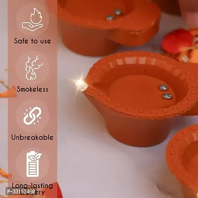 LED Diya Candle with Water Sensing Technology Warm Orange Lights, Battery Operated Pack of 6-thumb4