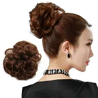 4#-Dark Brown : OneDor? Ladies Synthetic Wavy Curly or Messy Dish Hair Bun Extension Hairpiece Scrunchie Chignon Tray Ponytail (4#-Dark Brown)-thumb4