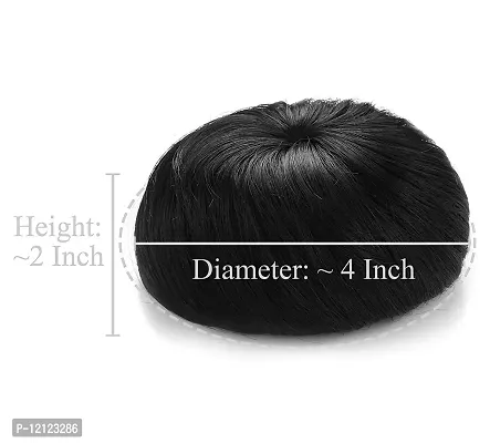 Clixfox Women's and Girl's Synthetic Hair Bun Extension (Black)-thumb2