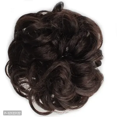 4#-Dark Brown : OneDor? Ladies Synthetic Wavy Curly or Messy Dish Hair Bun Extension Hairpiece Scrunchie Chignon Tray Ponytail (4#-Dark Brown)