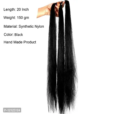 Generic Synthetic Nylon Hair Extension Parandi Choti For Women And Girls (20 Inch, Black)-thumb2