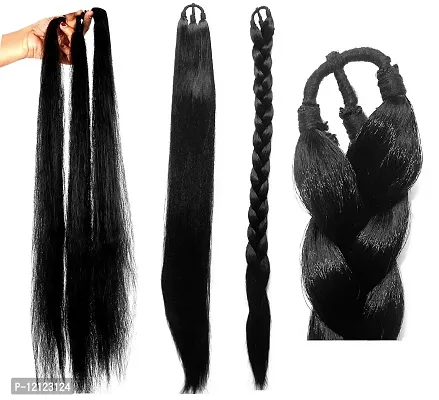 Generic Synthetic Nylon Hair Extension Parandi Choti For Women And Girls (20 Inch, Black)-thumb5