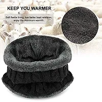 XANTHIC Snow Proof Inside Fur Wool Unisex Beanie Cap with Neck Warmer Set Winter Hat for Men  Women-thumb4