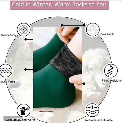 LUFIC Winter Thermal Toe Dark Colour Wool Heavy Duty Warm Ankle Length Socks Women/Girls Winter Socks (Pack of 6)-thumb5