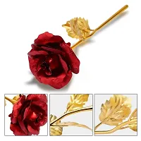 INTERNATIONAL GIFT Red Rose Flower with Golden Leaf with Luxury Gift Box with Beautiful Carry Bag Great Gift Idea for Your Wife, Girlfriend Or Husband-thumb1