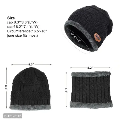 MUCO Womens Mens Winter Hat Warm Thick Beanie Cap Scarf for Winter Knit Ski Beanies-thumb5