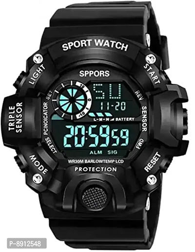 Digital Sports Multi Functional Black Dial Watch for Mens Boys-thumb0