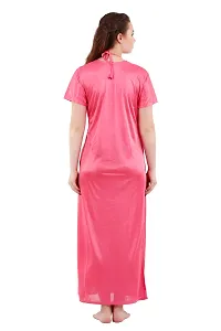 Women's Satin 2 Pcs Nightwear Set Nighty with Robe-thumb4