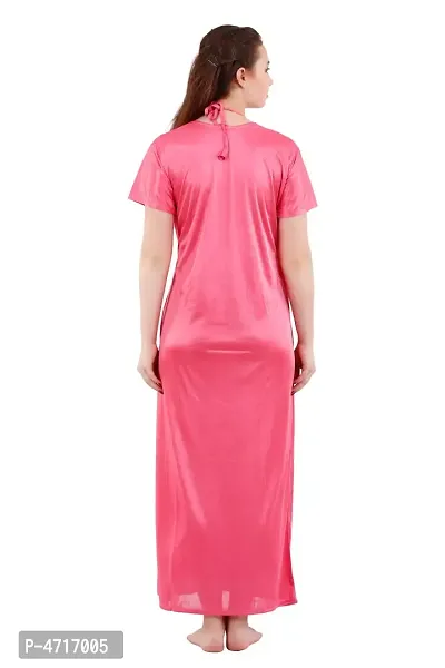 Women's Satin 2 Pcs Nightwear Set Nighty with Robe-thumb5