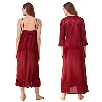Women's Satin Nighty with Robe Set of 2 pcs-thumb1