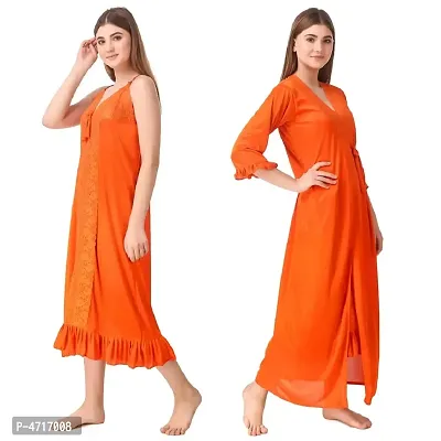 Women's Satin Nighty with Robe Set of 2 pcs-thumb4