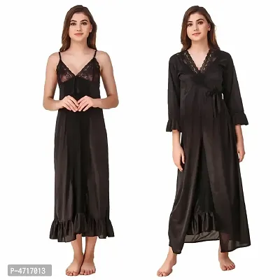 Women's Satin Nighty with Robe Set of 2 pcs