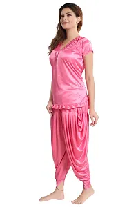 Coral Women's Satin Night Suit, Top With Patiyal-thumb2