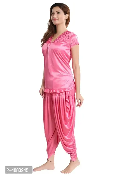 Coral Women's Satin Night Suit, Top With Patiyal-thumb3