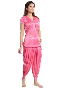 Coral Women's Satin Night Suit, Top With Patiyal-thumb3