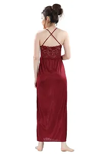 Romaisa Women's Satin Solid Maxi Length Nightgown (LN385-346_Alice Maroon _Free Size)-thumb3