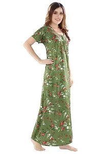 Romaisa Women's Cotton Blend Floral Maxi Length Nightgown (LN424-336_Green_Free Size)-thumb3