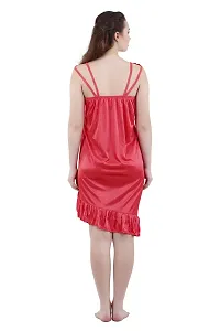 Romaisa Women's Satin Solid Maxi Length Nighty with Robe (RN269-369_Light Coral_Free Size) (Nightwear Set Pack of 2)-thumb3