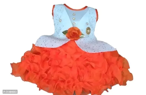 Stylish Orange Net Dress For Girls