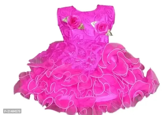 Stylish Pink Net Dress For Girls-thumb0