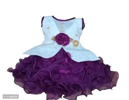 Stylish Purple Net Dress For Girls-thumb0