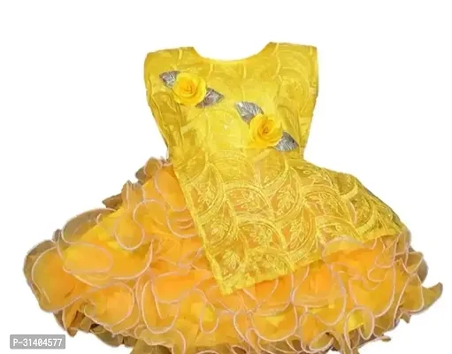 Stylish Yellow Net Dress For Girls-thumb0