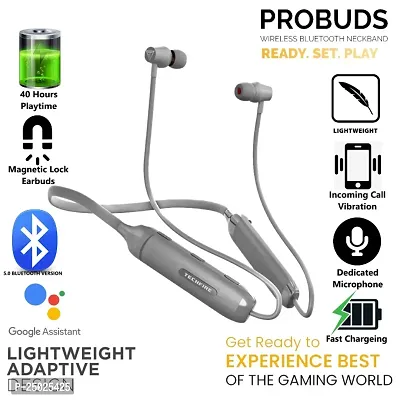 TECHFIRE Bullets ARC Wireless Neckband with FastCharge,40Hrs playtime, Earphones with mic Bluetooth Headset-thumb0