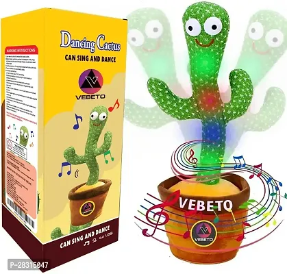 Dancing Cactus Toy, Wriggle  Singing for Babies  Kids, Plush Electronic Toys, Voice Recording Repeats(Green/Brown)-thumb0