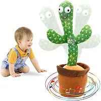 Dancing Cactus Toy, Wriggle  Singing for Babies  Kids, Plush Electronic Toys, Voice Recording Repeats(Green/Brown)-thumb1