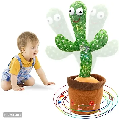 Dancing Cactus Toy, Wriggle  Singing for Babies  Kids, Plush Electronic Toys, Voice Recording Repeats(Green/Brown)-thumb2