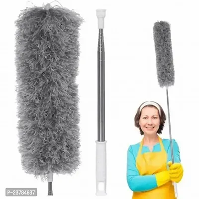 Duster For Cleaning With Extension Pole(Stainless Steel), Extra Long 100 Inches, With Bendable Head, Extendable Duster For Cleaning High Ceiling Fan, Cars Wet and Dry Duster(Pack of 1)-thumb0