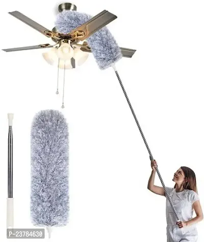 Duster For Cleaning With Extension Pole(Stainless Steel), Extra Long 100 Inches, With Bendable Head, Extendable Duster For Cleaning High Ceiling Fan, Cars Wet and Dry Duster(Pack of 1)