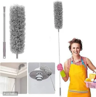 Duster For Cleaning With Extension Pole(Stainless Steel), Extra Long 100 Inches, With Bendable Head, Extendable Duster For Cleaning High Ceiling Fan, Cars Wet and Dry Duster(Pack of 1)