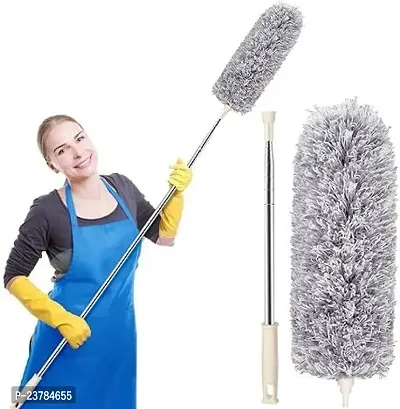 Duster For Cleaning With Extension Pole(Stainless Steel), Extra Long 100 Inches, With Bendable Head, Extendable Duster For Cleaning High Ceiling Fan, Cars Wet and Dry Duster(Pack of 1)-thumb0