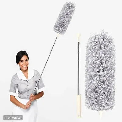 Duster For Cleaning With Extension Pole(Stainless Steel), Extra Long 100 Inches, With Bendable Head, Extendable Duster For Cleaning High Ceiling Fan, Cars Wet and Dry Duster(Pack of 1)