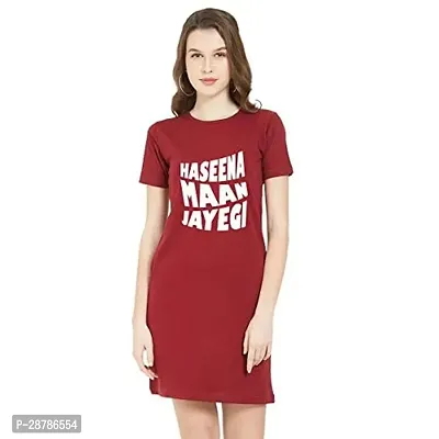 Stylish Red Cotton Blend Printed Dress For Women