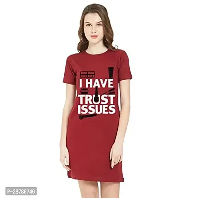 Stylish Red Cotton Blend Printed Dress For Women-thumb0