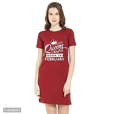 Stylish Red Cotton Blend Printed Dress For Women