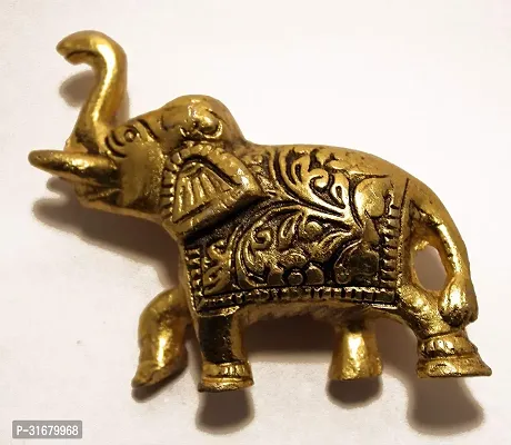 Craft Items Golden Metal Elephant Showpiece for Home Decor Lucky Figure Eye catching Statue Measurement-thumb0