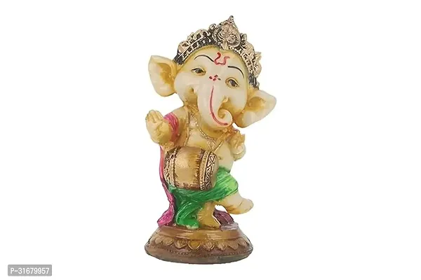 Craft Items Golden Lord Pratham Pujya Ganesha Playing Dhoolak Ganesh Idol.