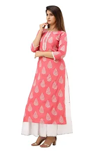 JAIPUR VASTRA Womens Rayon Buti Print Straight Kurta (Pink)-thumb1