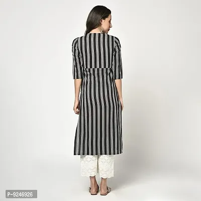 JAIPUR VASTRA Cotton Striped Print Straight Kurta for Girls/Womens/Ladies-thumb3