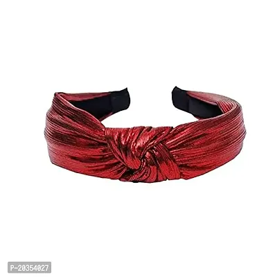 Drishti Solid Shimmer Fabric Knot Plastic Hairband Headband for Girls and Woman Pack Of-1 (Red)